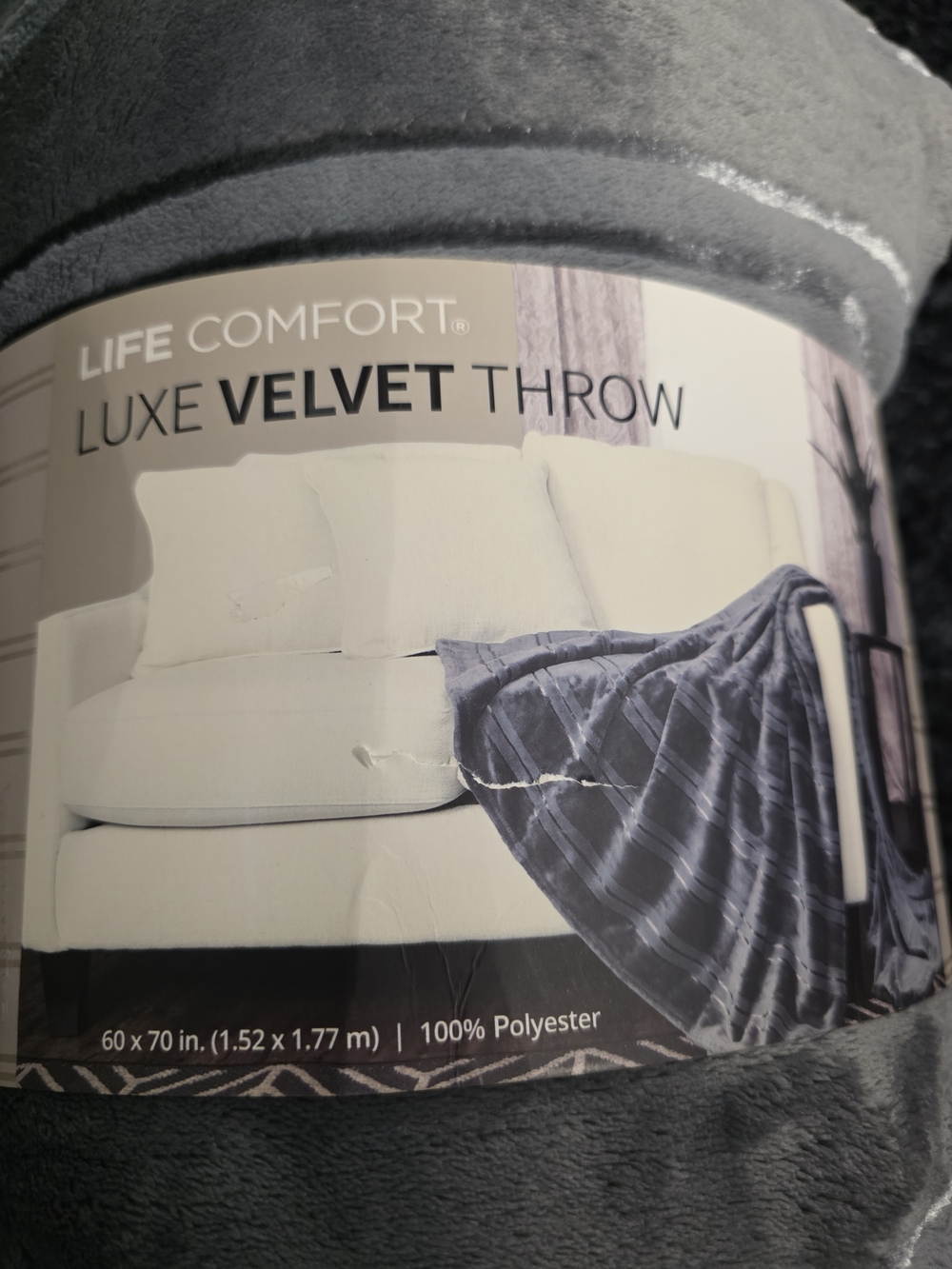 ​Life Comfort Luxe Velvet Throw Blanket Grey Striped 60x70 Cozy Plush